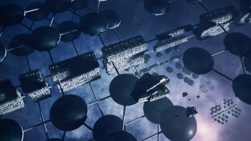 Space Station Network — Blue, Dramatic, Night
