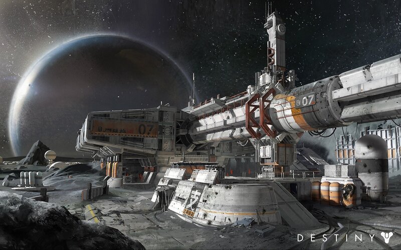 space station on alien moon