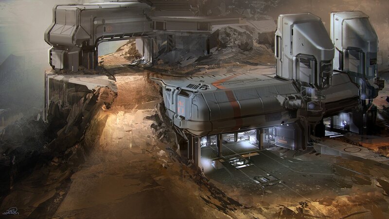 Space Station on Alien Planet — Gray, Dramatic