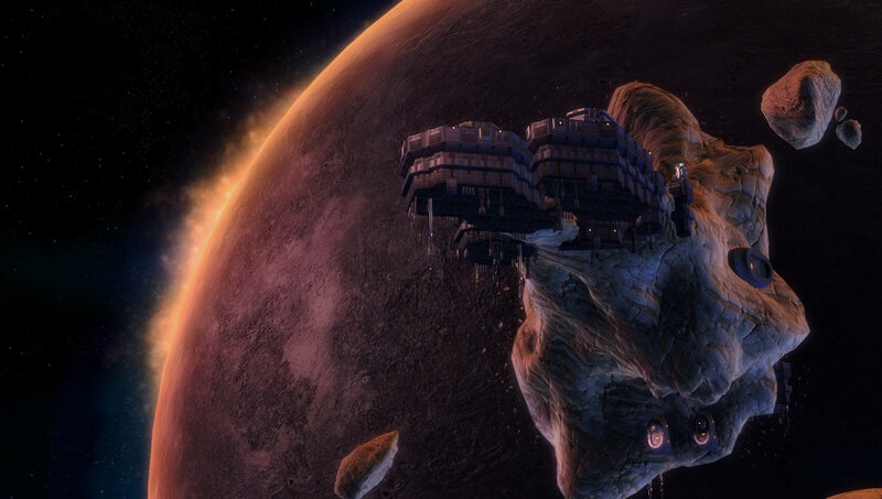 Space Station on Asteroid — Brown
