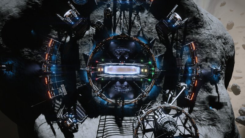 Space Station on Asteroid — Gray, Dramatic