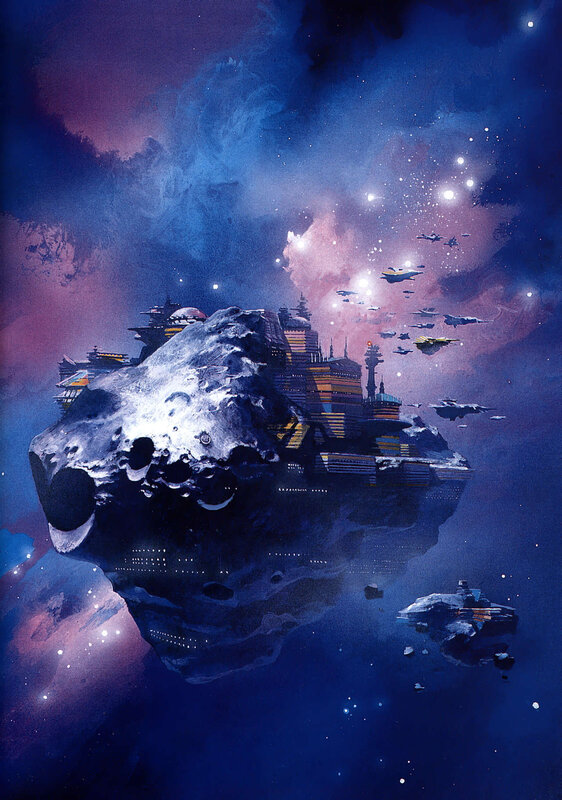 space station on asteroid