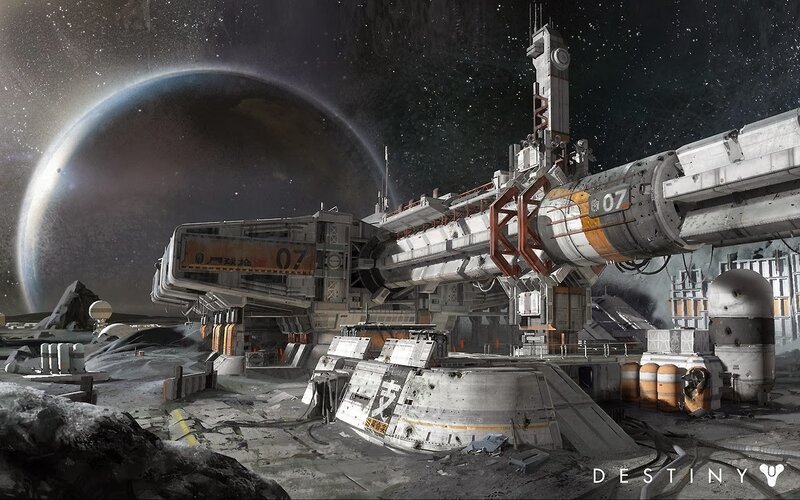 Space Station on Moon — Gray