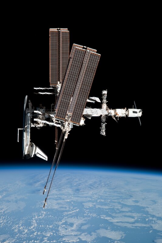Space station orbiting Earth