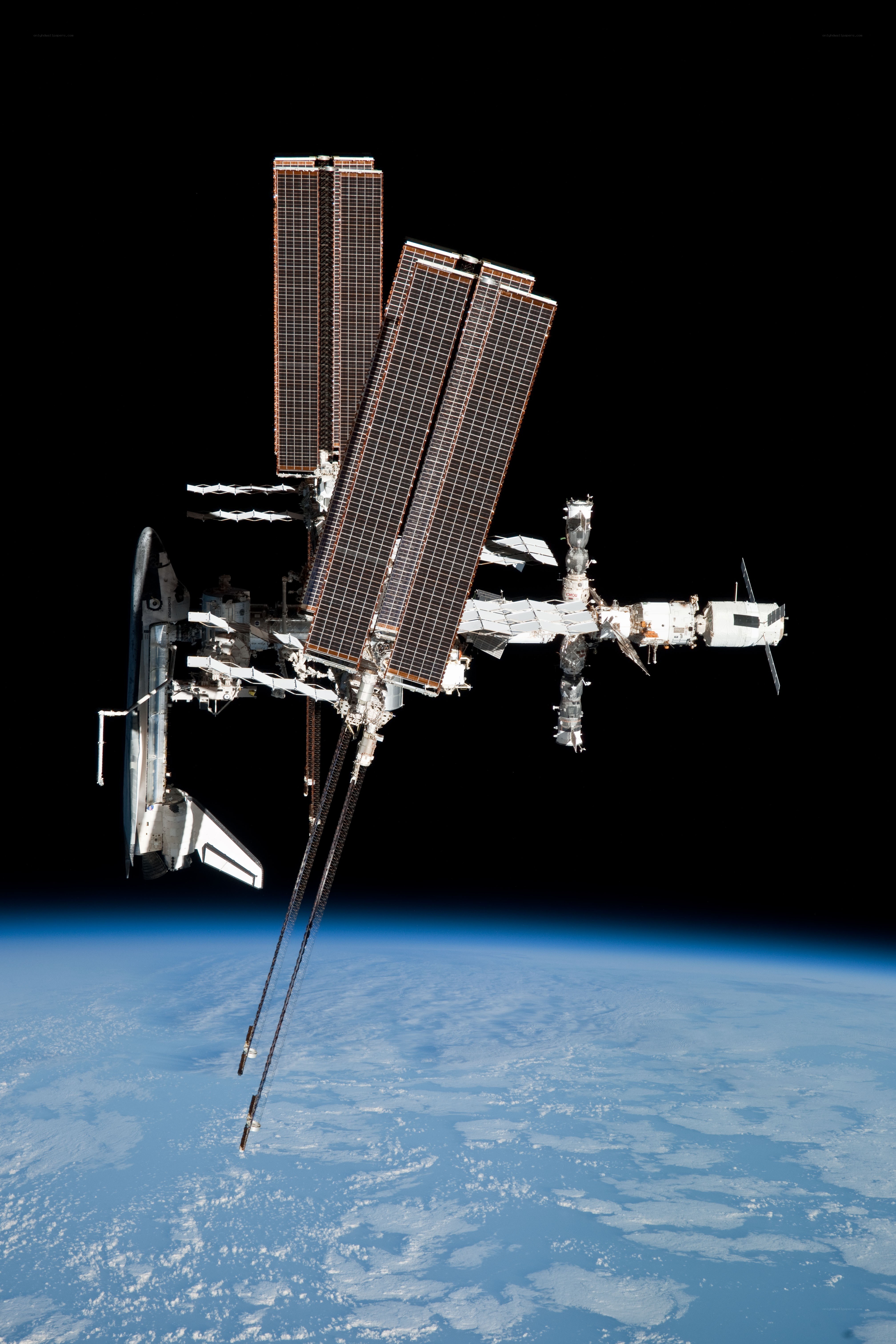 Space station orbiting Earth