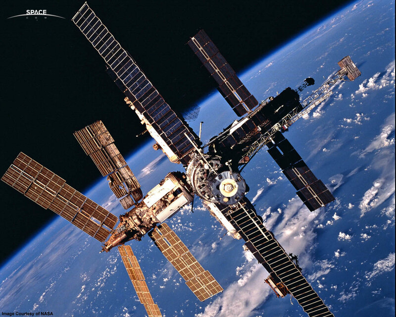Space station orbiting Earth