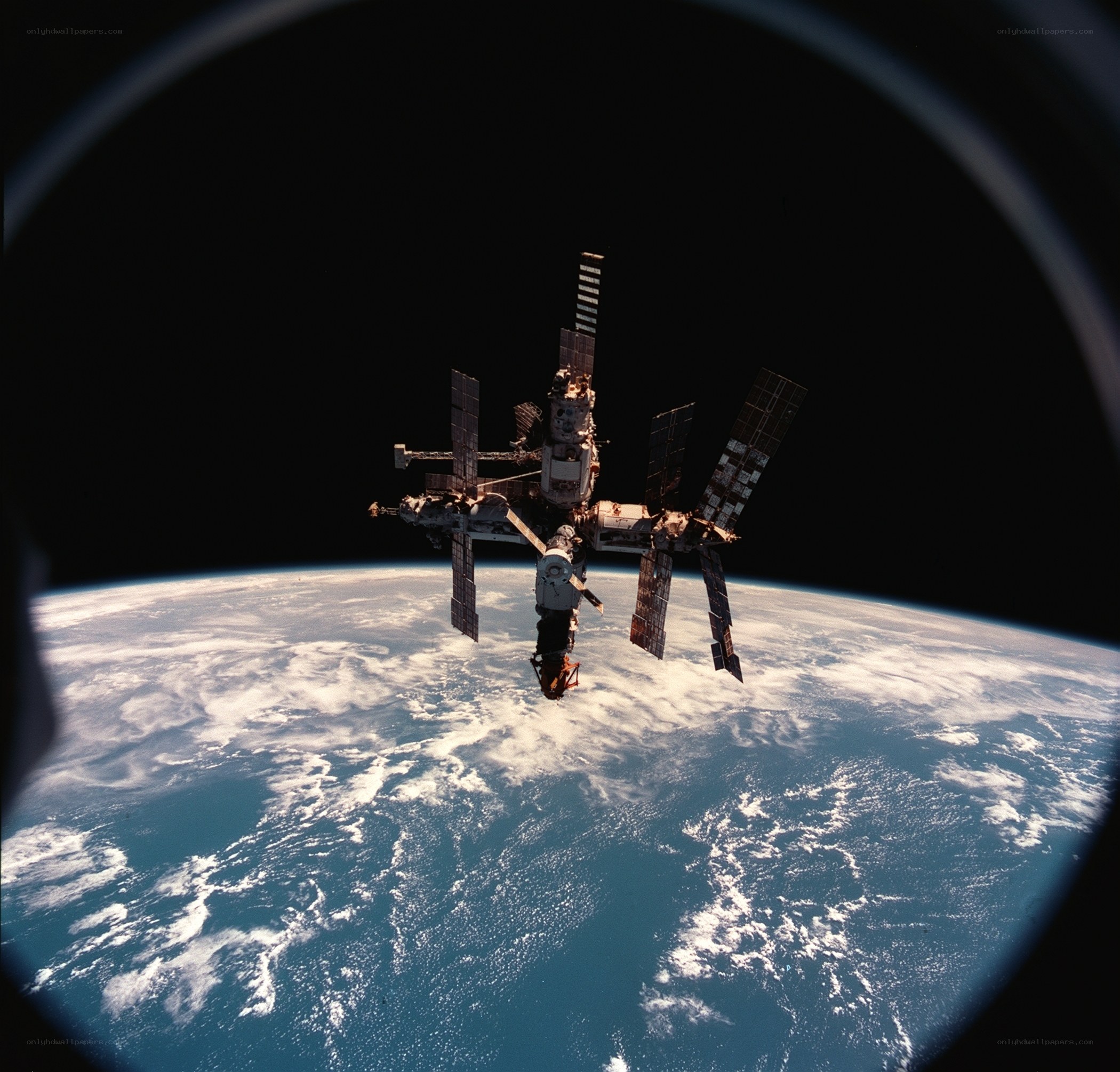 Space station orbiting Earth