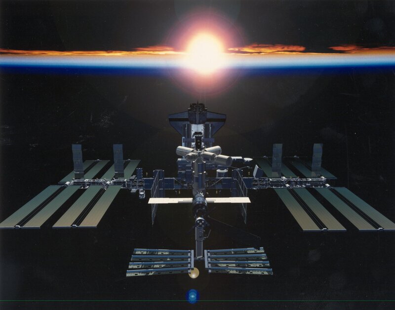 Space station orbiting Earth