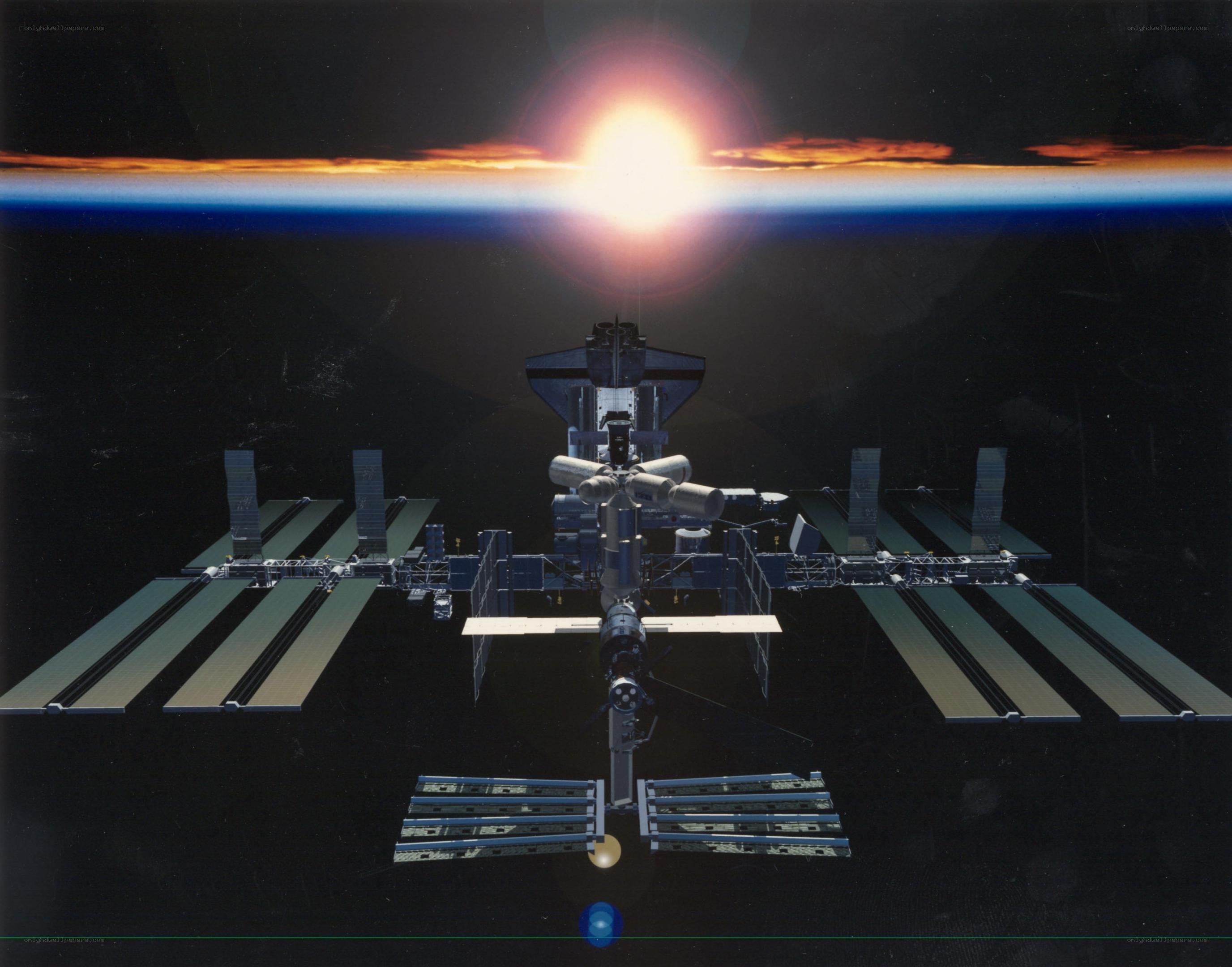 Space station orbiting Earth