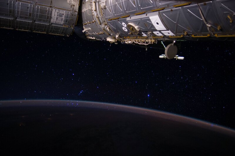 Space Station Orbiting Earth — Black, Serene