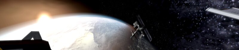Space Station Orbiting Earth — Blue, Serene, Sunrise