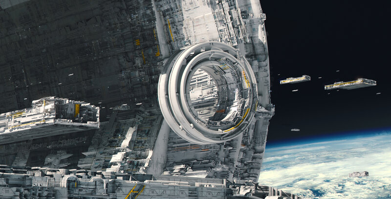 Space Station Orbiting Earth — Gray