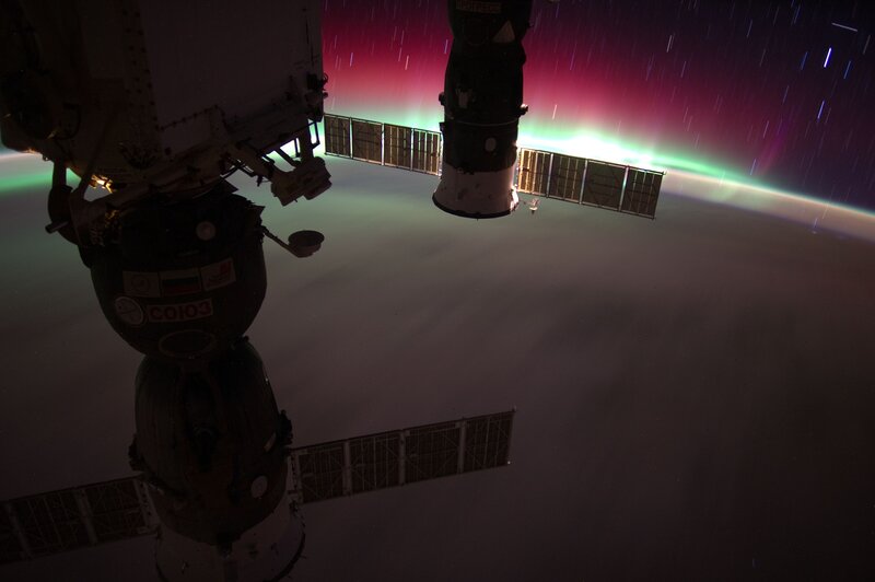 Space Station Orbiting Earth — Green
