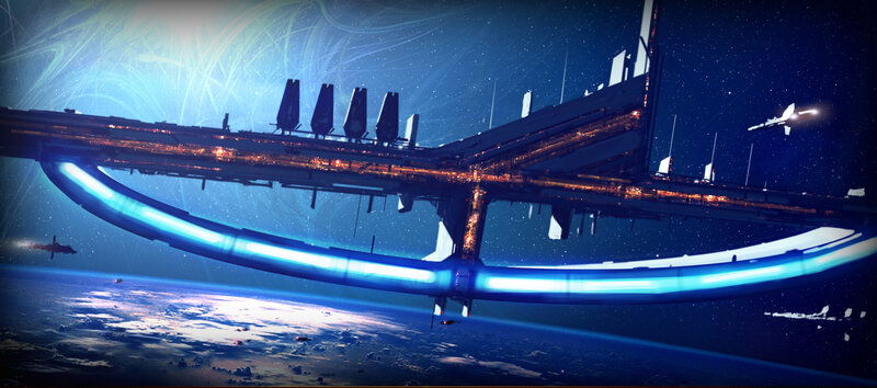 space station orbiting planet