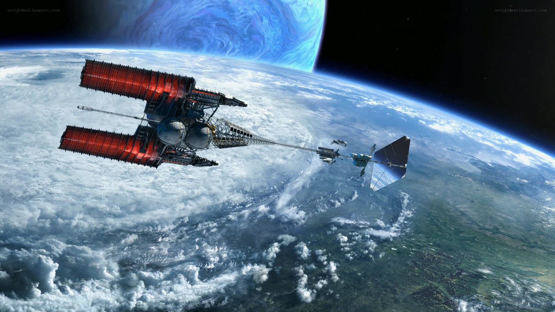 space station orbiting planet