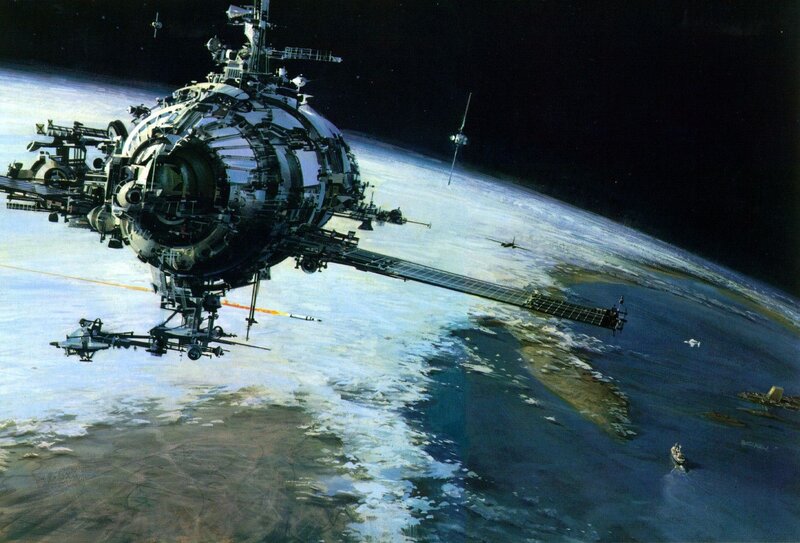 space station orbiting planet
