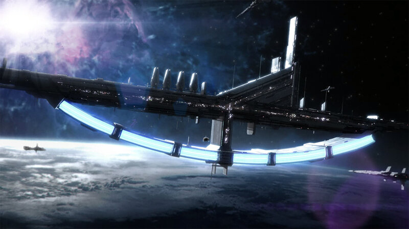 space station orbiting planet