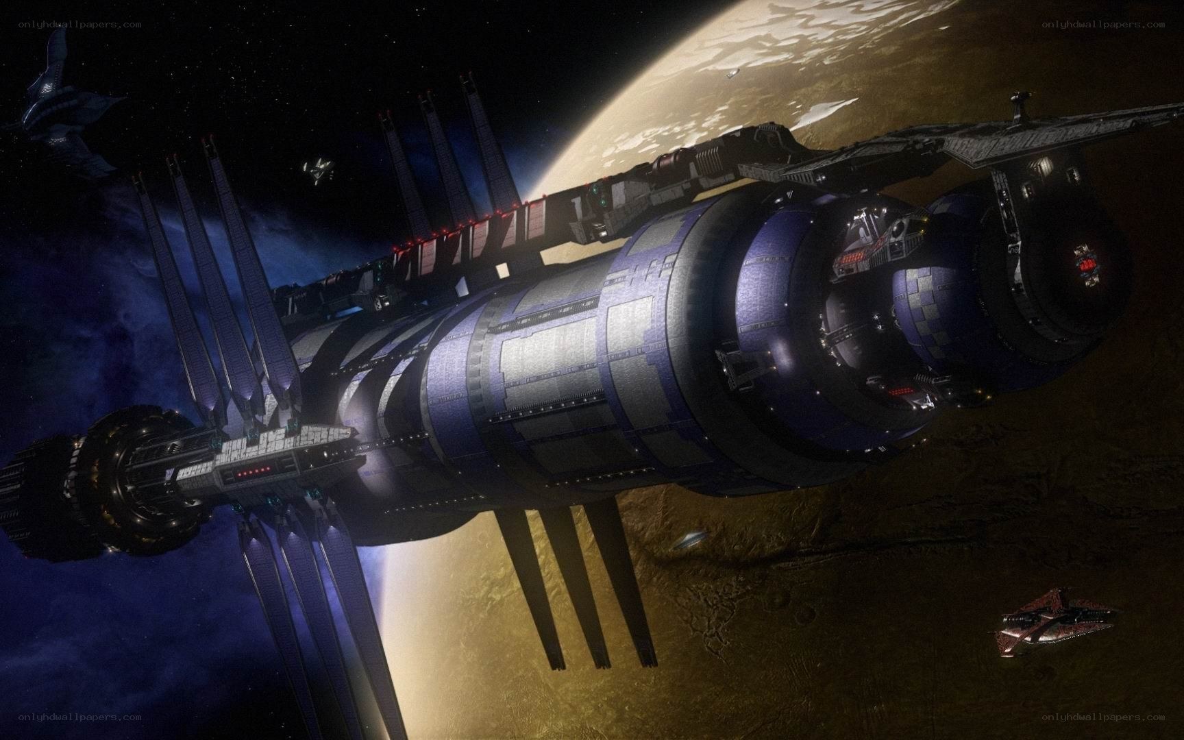 space station orbiting planet