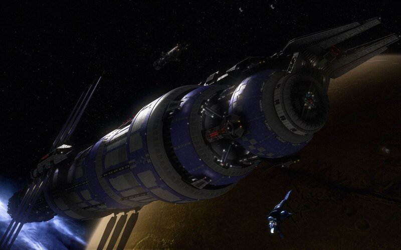 space station orbiting planet