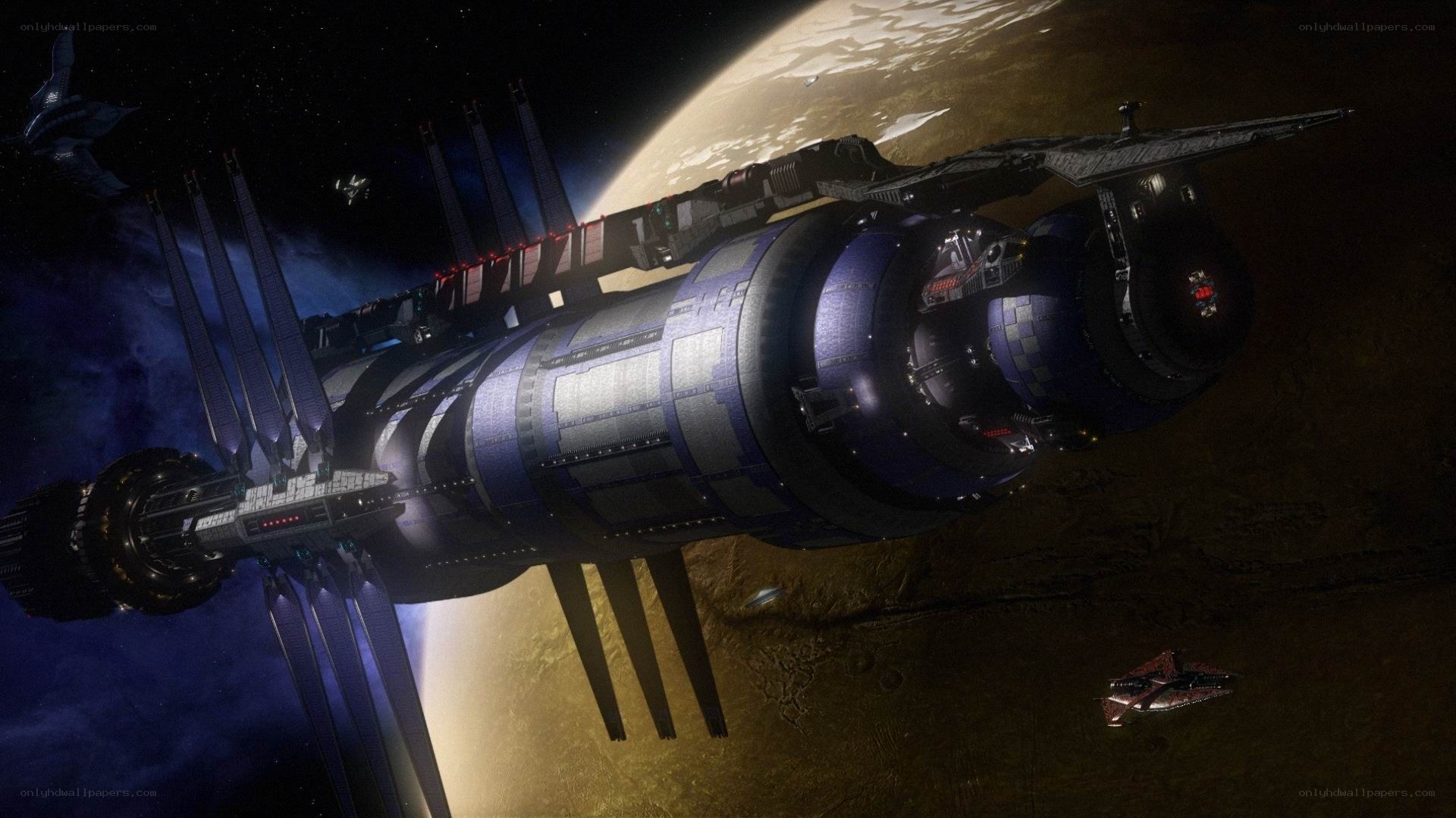 space station orbiting planet