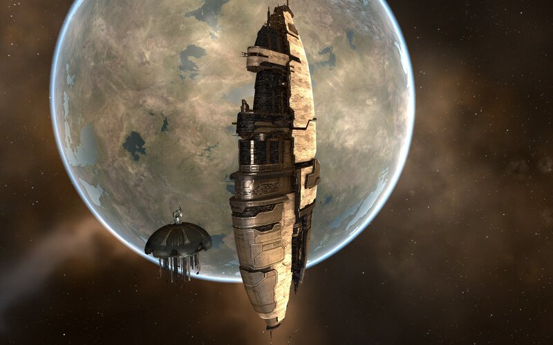 space station orbiting planet