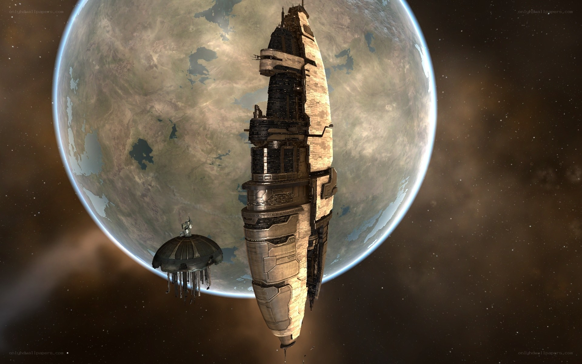space station orbiting planet