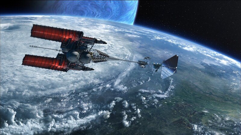 space station orbiting planet