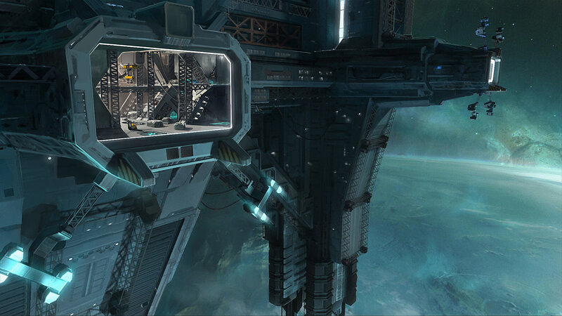 space station orbiting planet