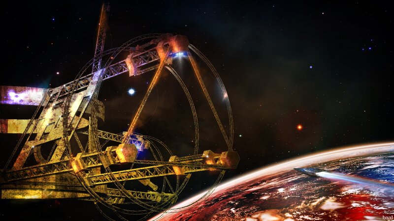 space station orbiting planet