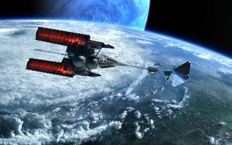 space station orbiting planet