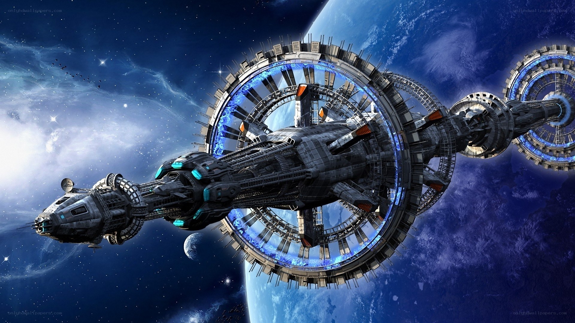 space station orbiting planet