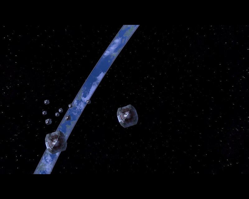 space station orbiting planet
