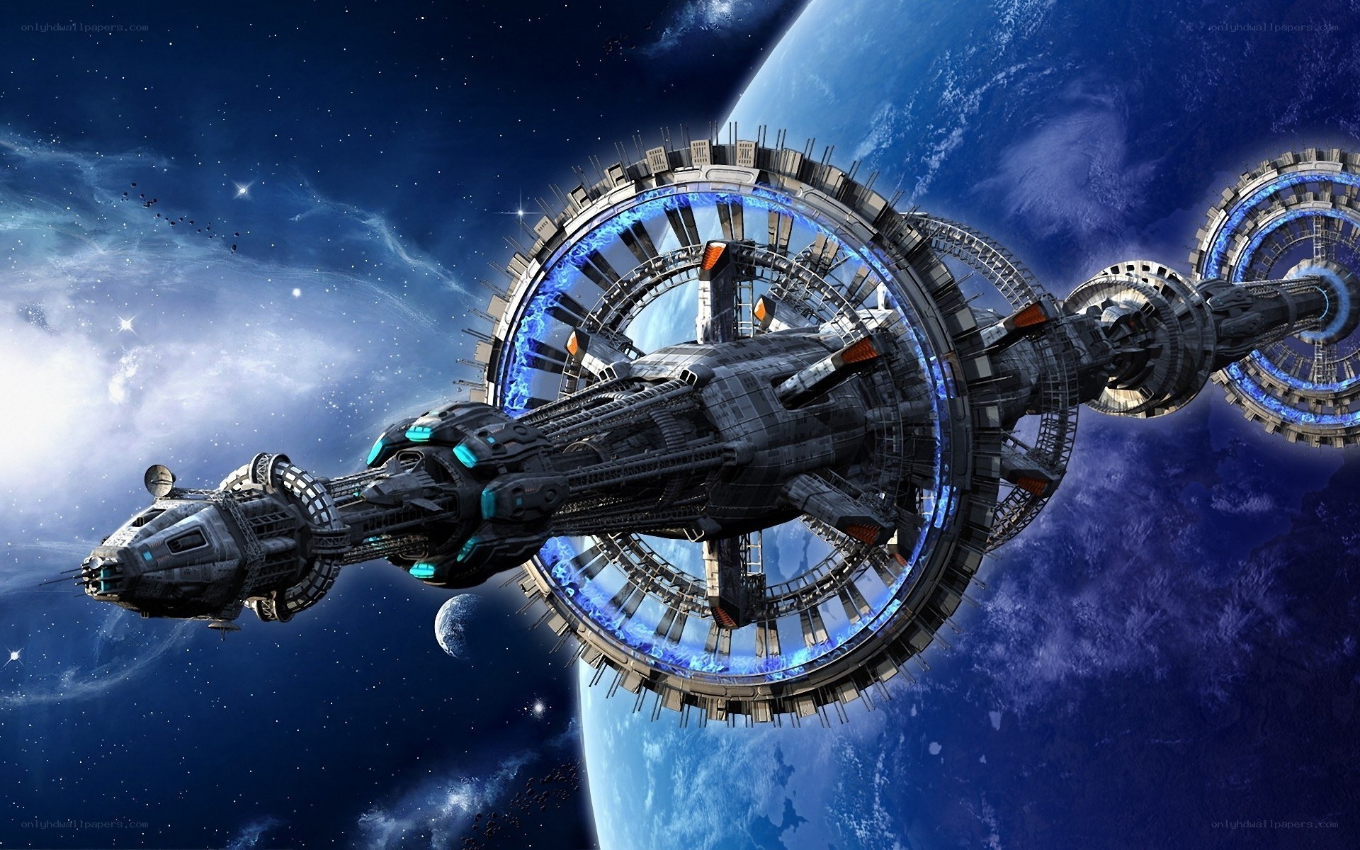 space station orbiting planet