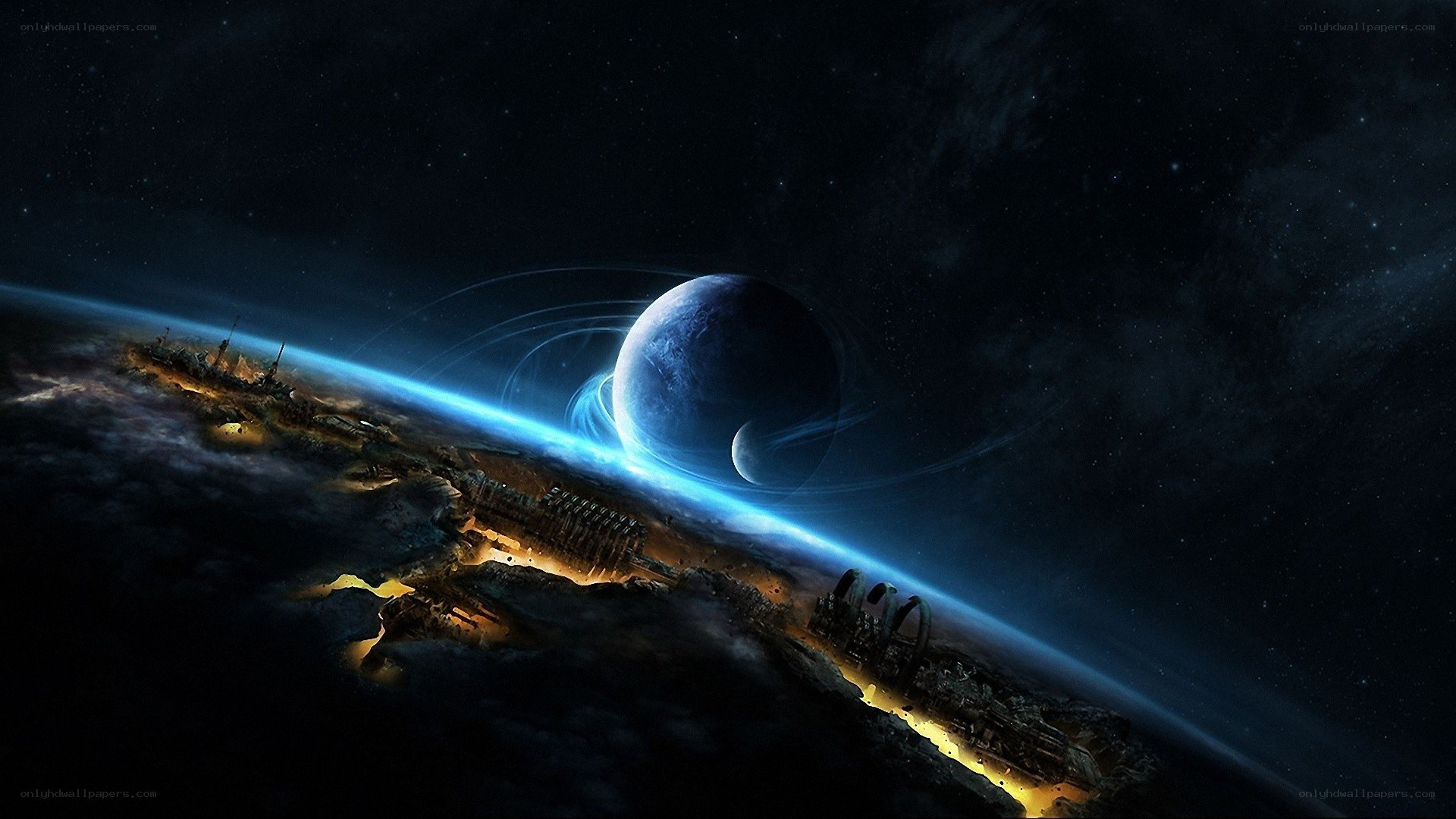 space station orbiting planet