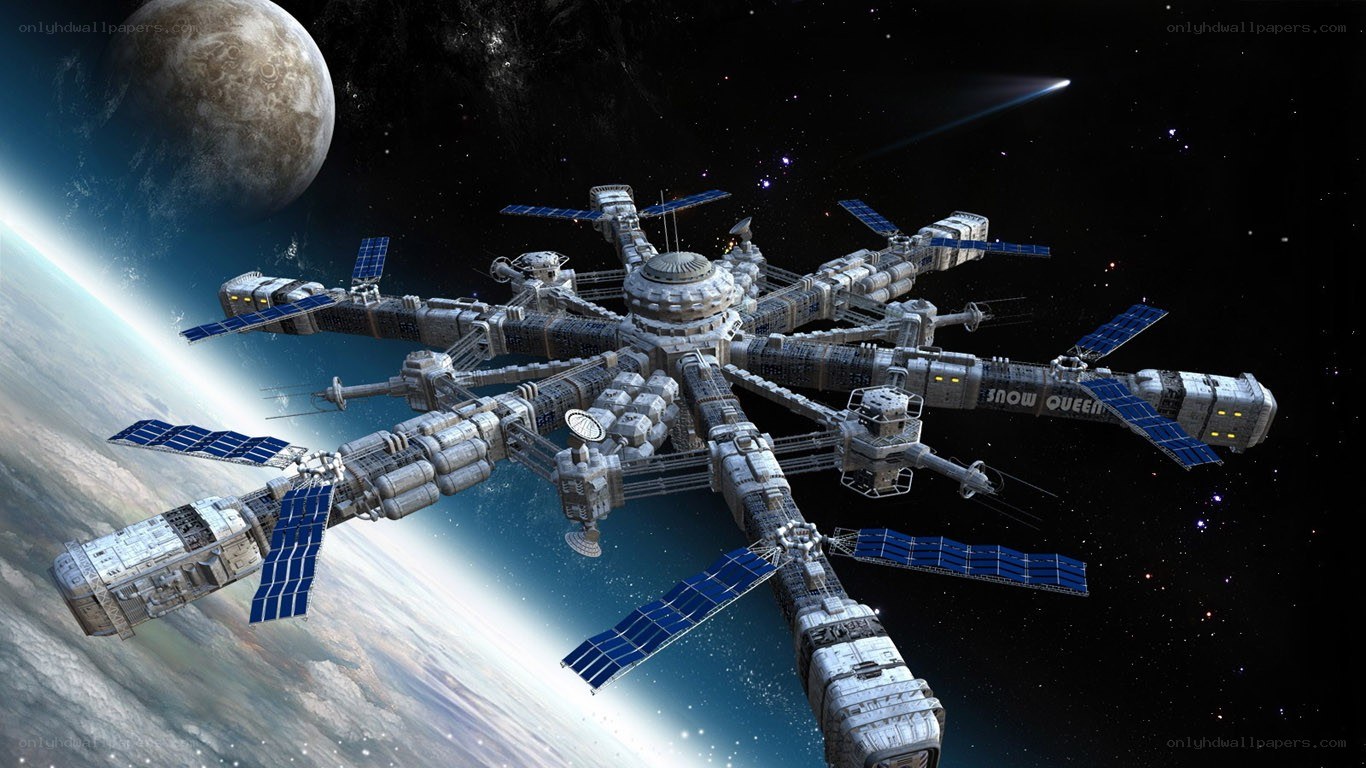 space station orbiting planet