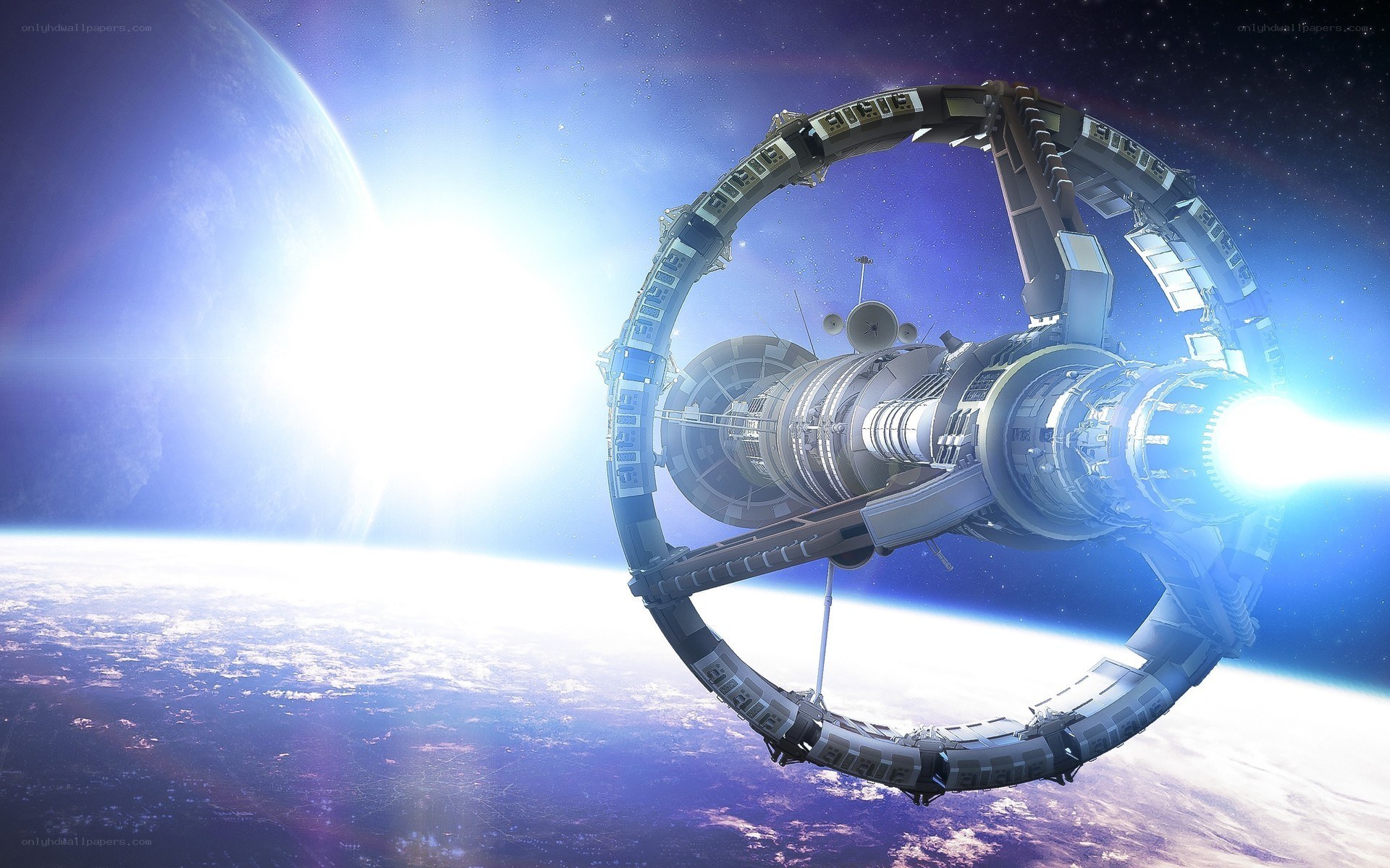 space station orbiting planet