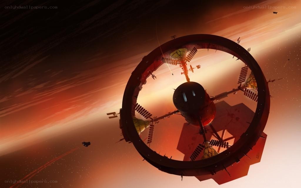 space station orbiting planet