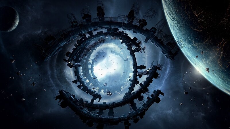 space station orbiting planet