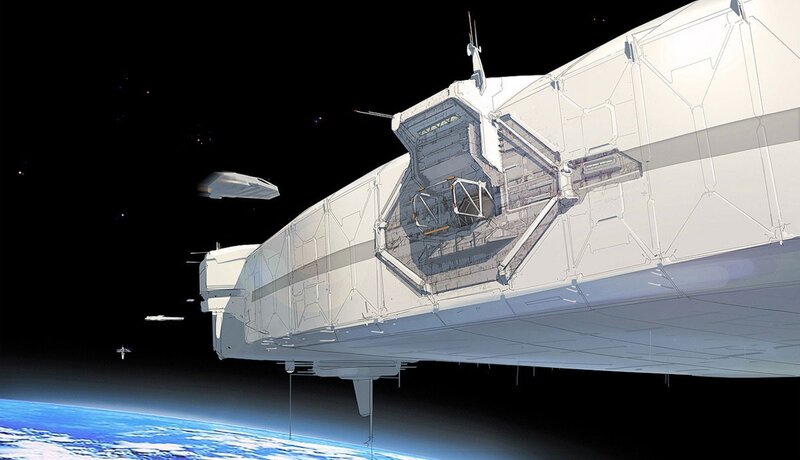 space station orbiting planet