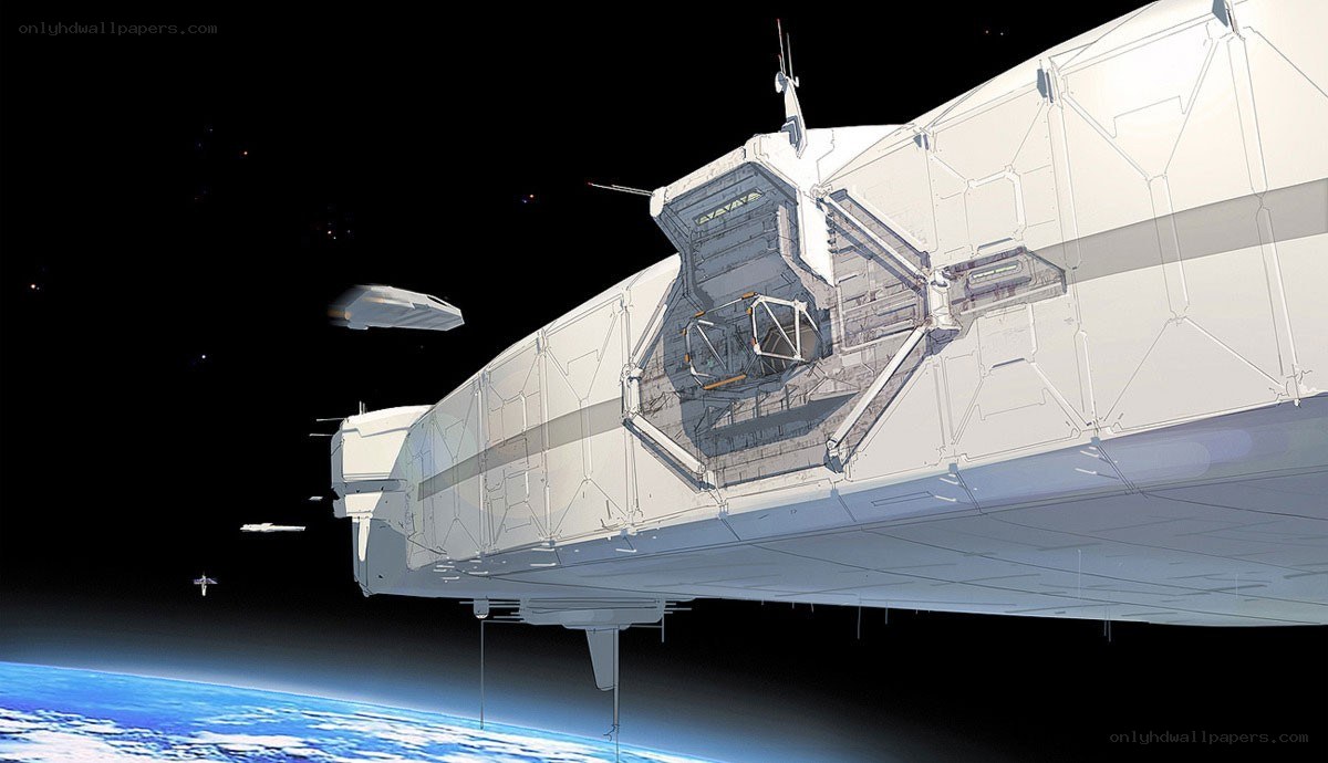 space station orbiting planet