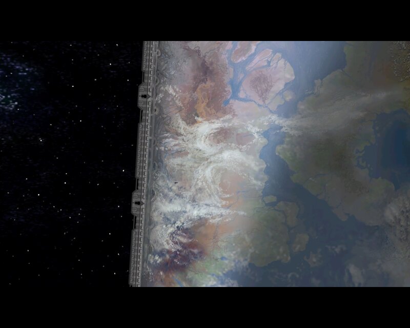 Space Station Orbiting Planet — Gray, Dramatic, 3d Render