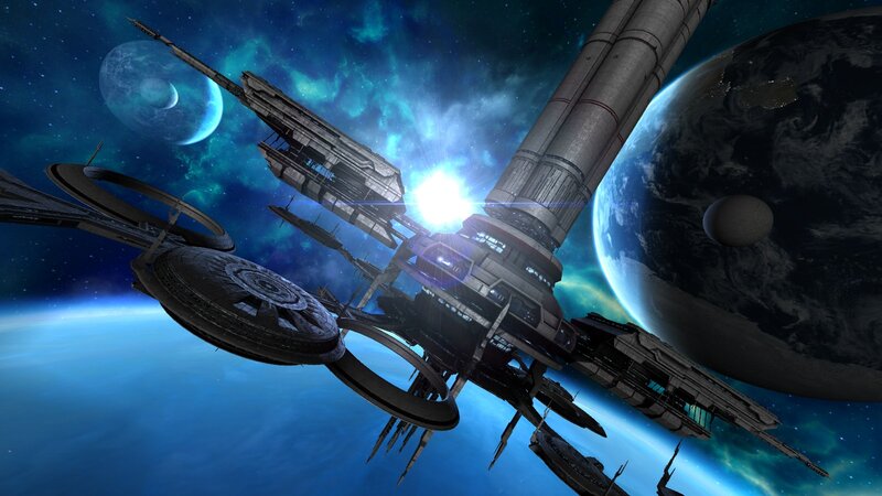 space station orbiting planets