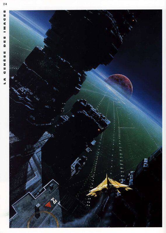 Space station over alien planet