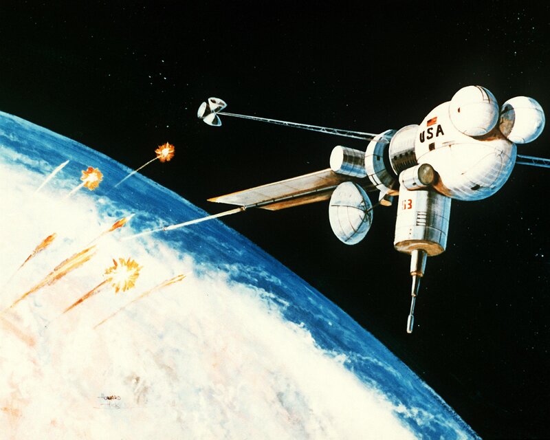 Space Station over Earth — Blue, Dramatic