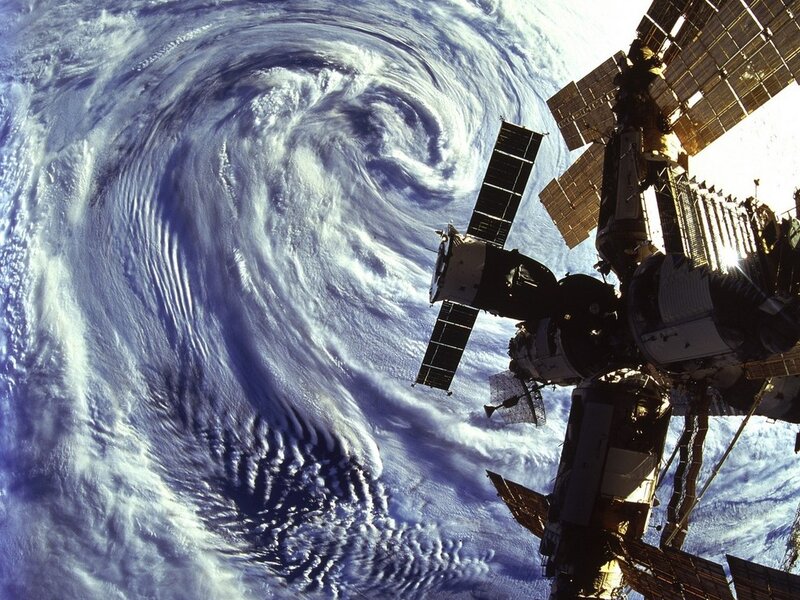 Space Station over Hurricane