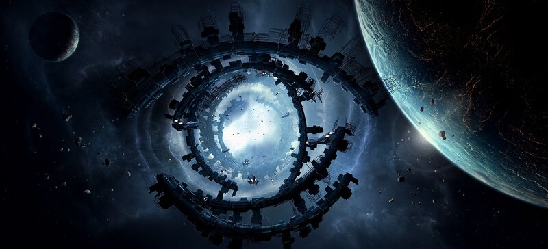 Space Station Ring — Blue, Dramatic