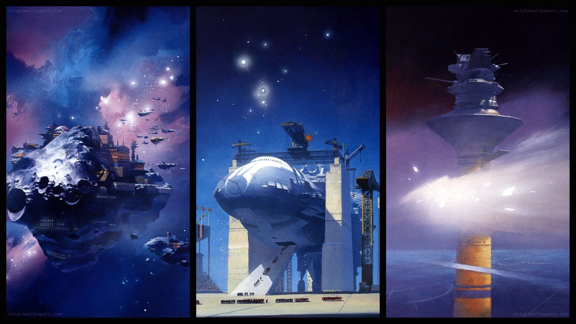 space station triptych artwork