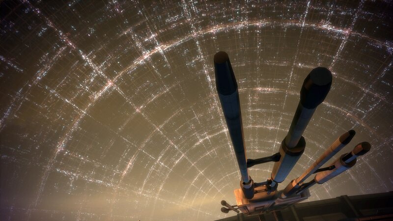 space station view of city grid