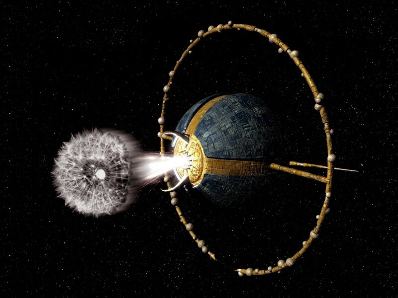 space station with dandelion
