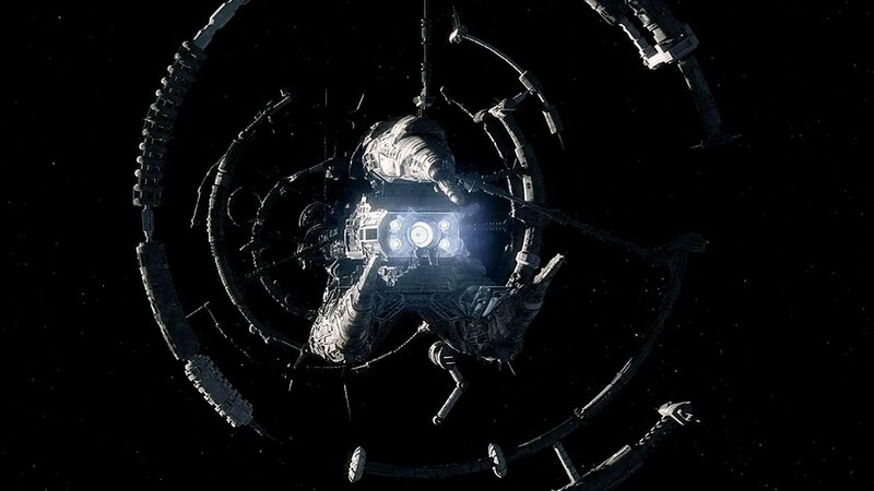space station with glowing core